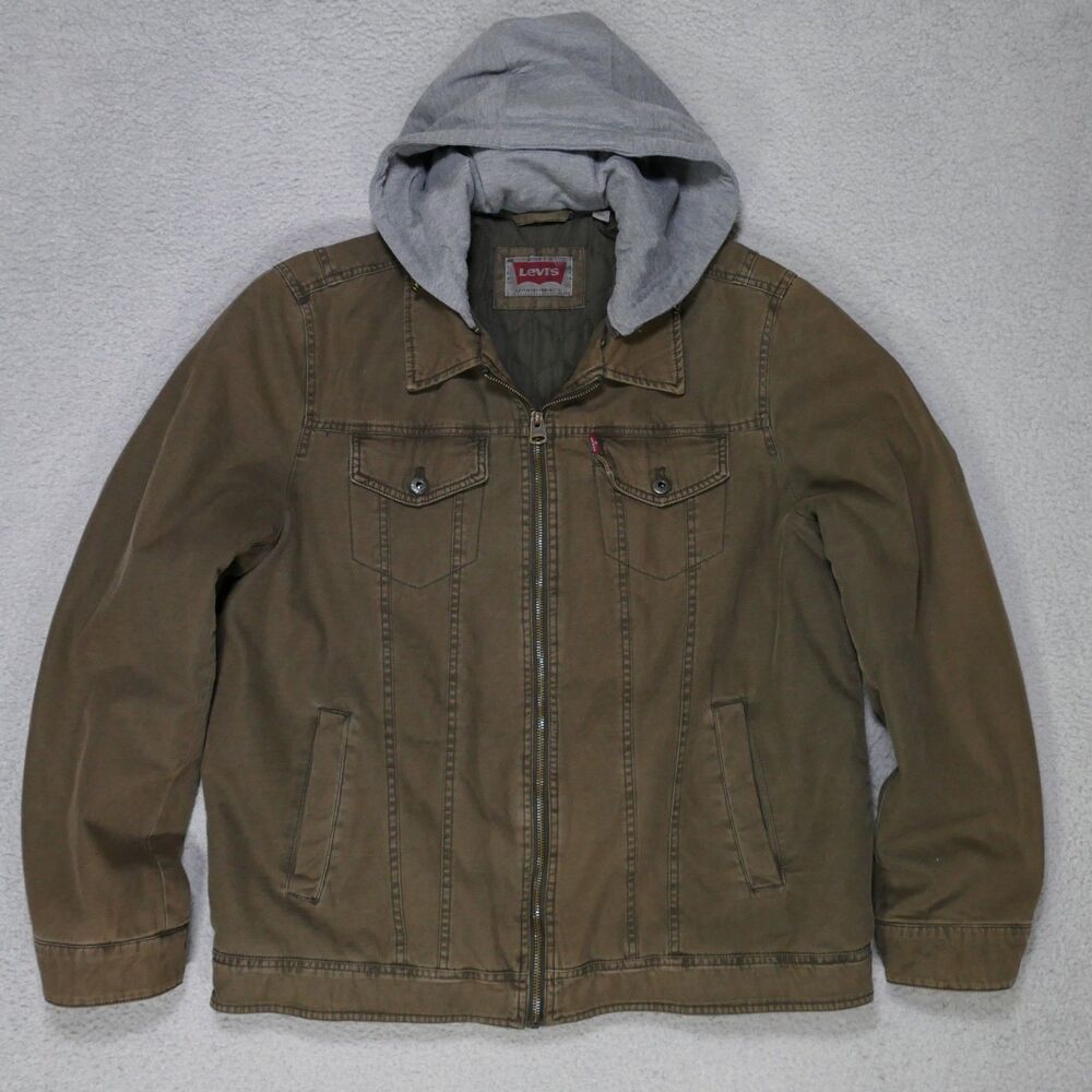 Levi's Men's Brown Quilted Lined Jacket Large Brown Canva Cotton